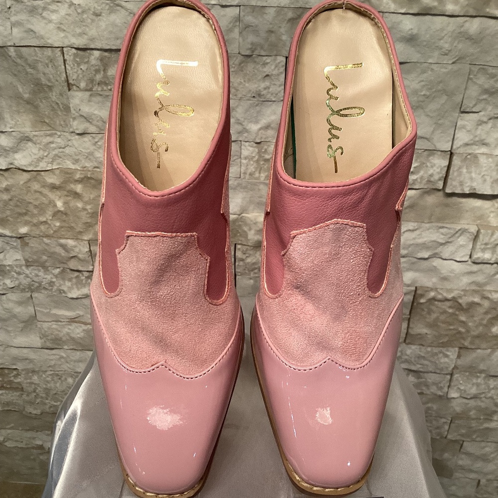 Lulus Pink Multi Squared Toe Heeled Western Pink Mules